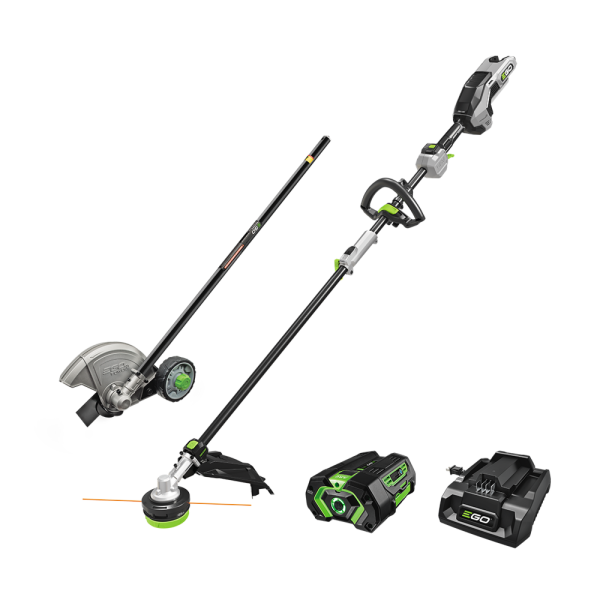 EGO POWER+ Multi-Head Combo Kit; 16” Carbon Fiber String Trimmer with POWERLOAD™, Carbon Fiber Edger, and 56V Power Head with 4.0Ah Battery and 320W Charger