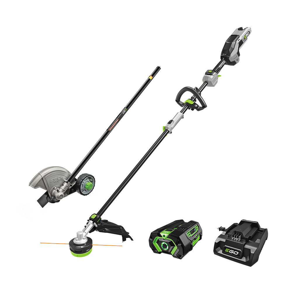 EGO POWER+ Multi-Head Combo Kit; 16" Carbon Fiber String Trimmer with POWERLOAD™, Carbon Fiber Edger, and 56V Power Head with 4.0Ah Battery and 320W Charger