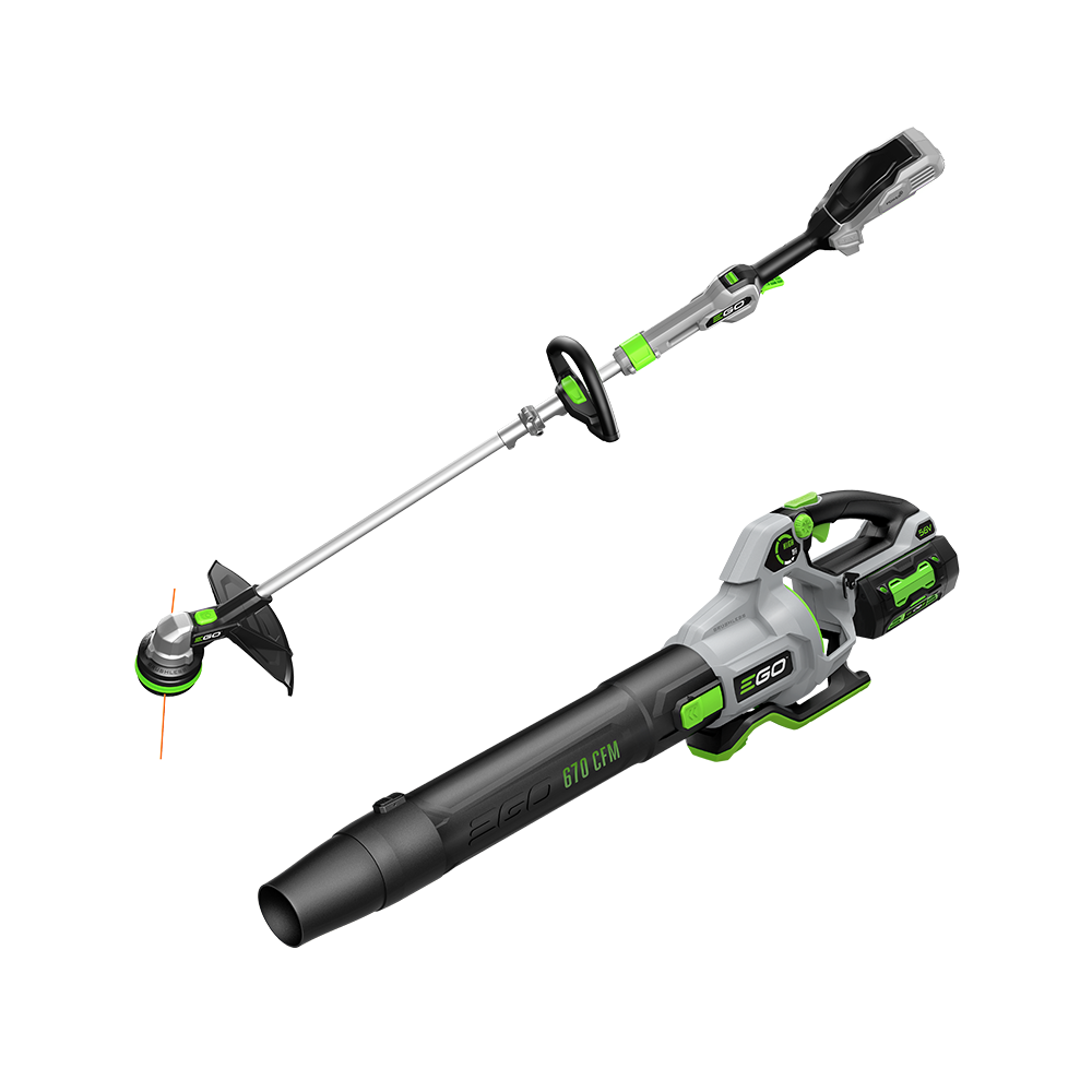 EGO POWER+ 15" POWERLOAD™ String Trimmer with Aluminum Telescopic Shaft & 670 CFM Blower Combo Kit EGO POWER+ 15" POWERLOAD™ String Trimmer with Aluminum Telescopic Shaft & 670 CFM Blower Combo Kit